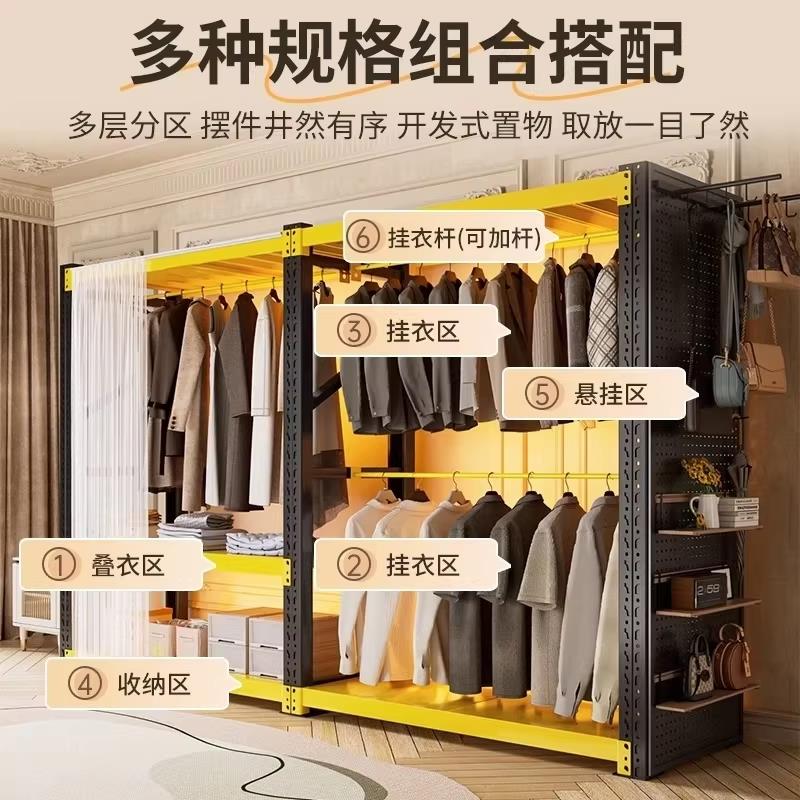 货架衣柜货柜金属挂衣服架子服装展示架洞洞板衣架开放式挂衣架子