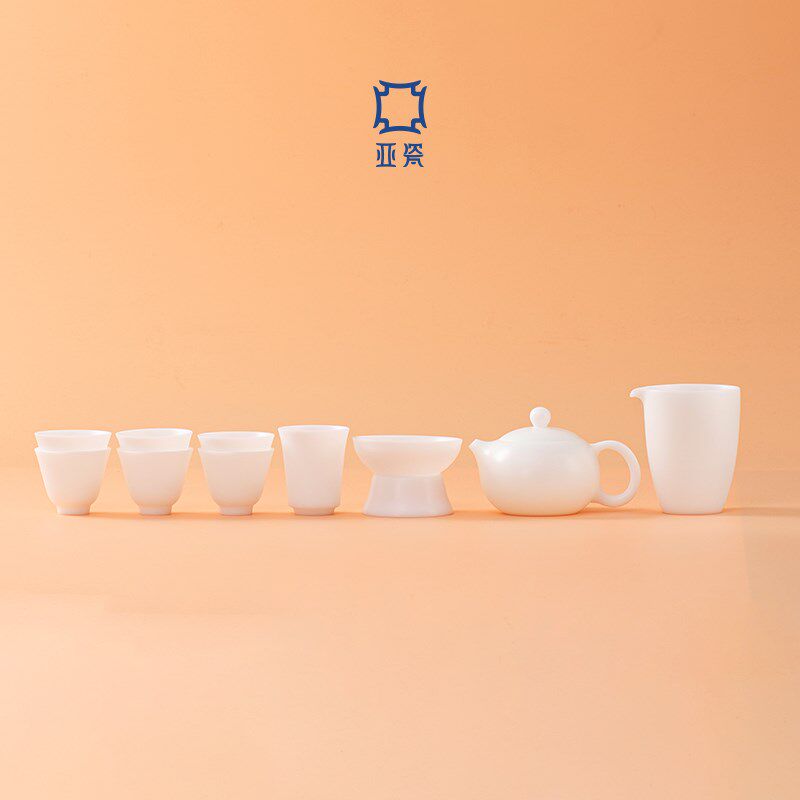 亚瓷 羊脂玉瓷玉润珠圆大套装功夫茶具家用三才盖碗茶杯整套