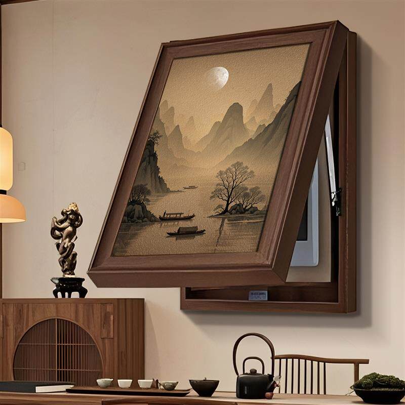 2026竖款电表箱装饰画中式山水配电箱壁画遮挡多媒体网线盒子壁画
