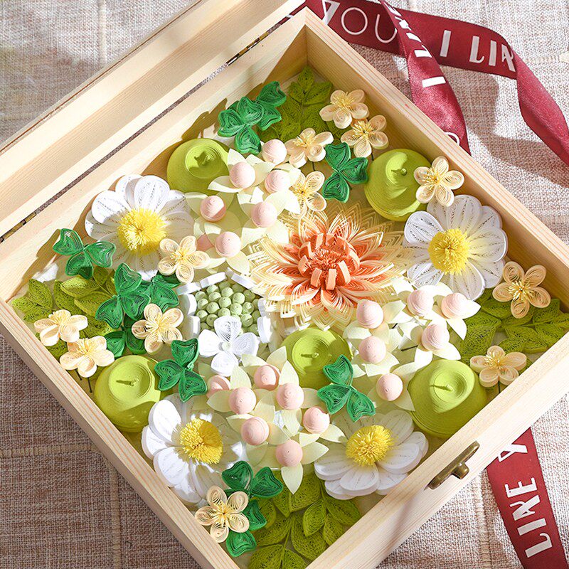 剪纸折纸玫瑰花永生花花盒衍纸画套装diy衍纸手工衍纸材料包衍纸