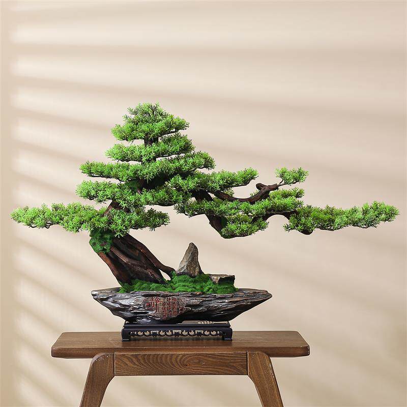 仿真迎客松绿植盆景办公室客厅入户玄关开业乔迁桌面假树装饰摆件