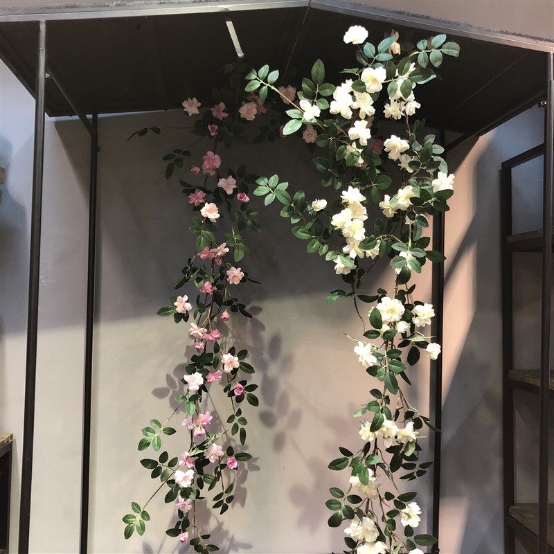 仿真玫瑰花藤蔷薇藤蔓假花藤条管道造景软装装饰缠绕爬藤绿植壁挂