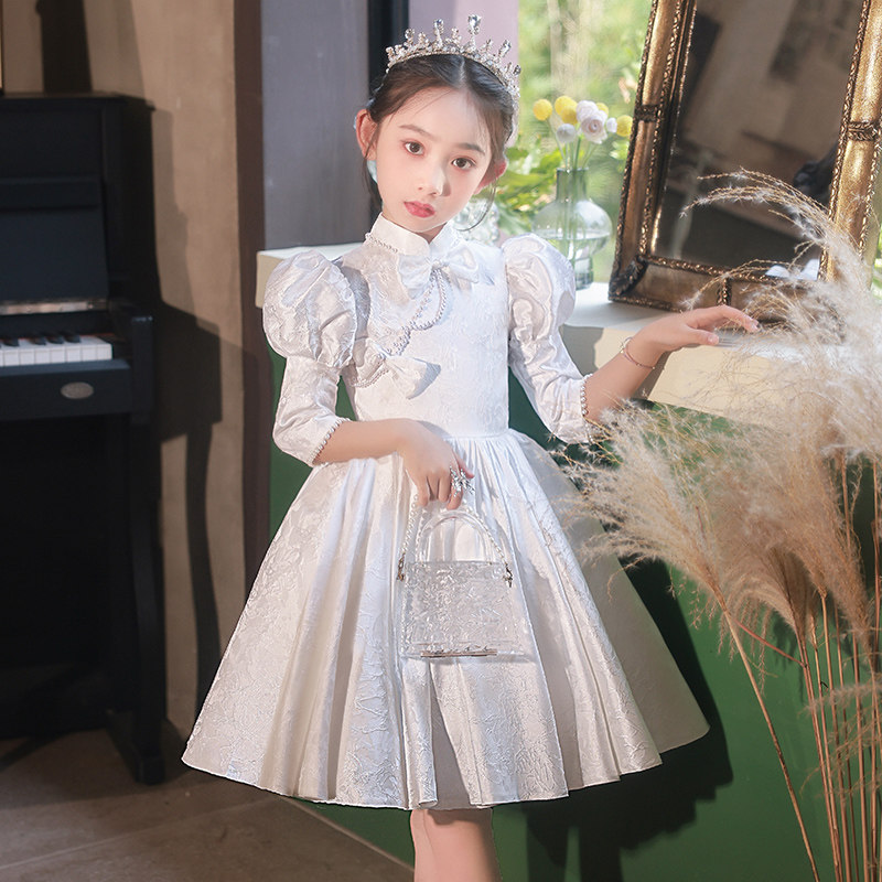 女童轻奢小众高端礼服儿童中国风花童公主裙小主持人演讲比赛秋冬