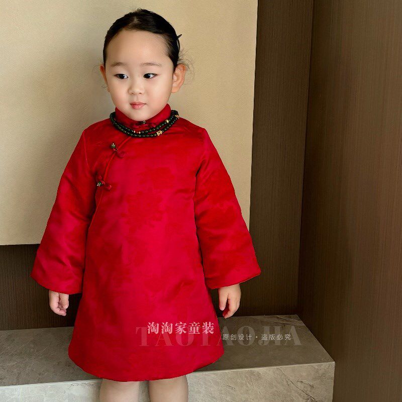 儿童复古气质女童棉服旗袍中式国风改良唐装连衣裙高级感演出服