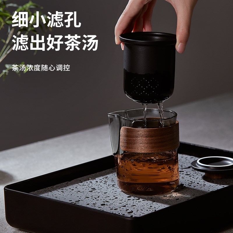 便携式旅行茶具套装户外露营玻璃快客杯功夫茶杯泡茶壶随行装备