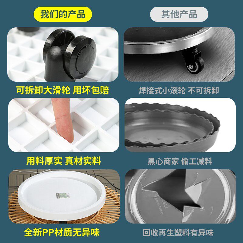 花盆托盘可移动带轮底托特大号圆形接水盘塑料加厚花架底托花盆垫