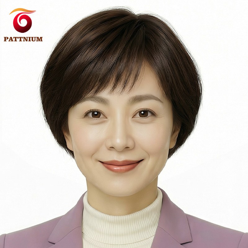妈妈假发中老年女款真人发假发逼真全手织女士真发假发短发全头套