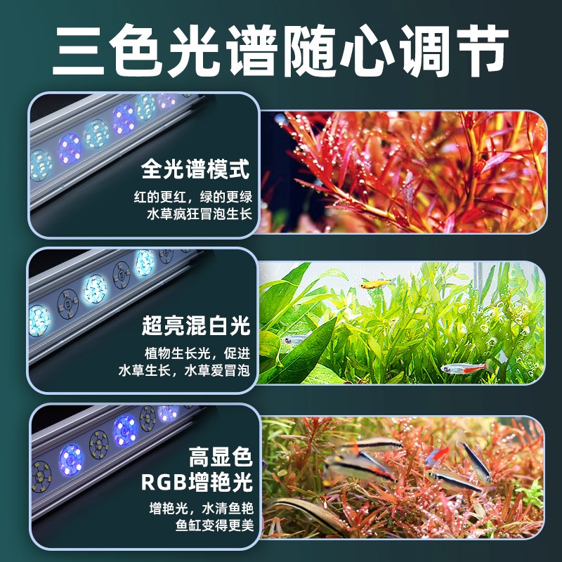 亚峰鱼缸灯水草灯鱼缸专用灯led灯防水灯全光谱爆藻灯照明灯支架图片