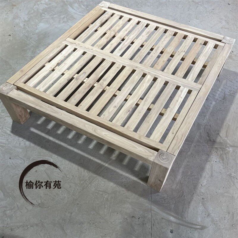 老榆木床塌榻榻米韩式无床头大料床全实木床厂家直销买家付运费