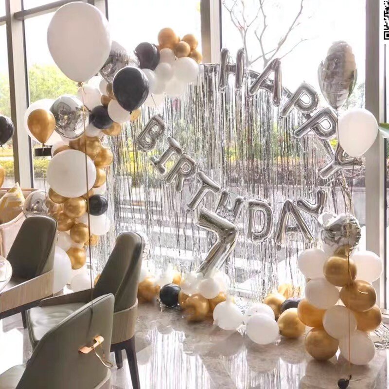 生日背景甜品台雨丝帘拱门生日宴会聚会装饰布置