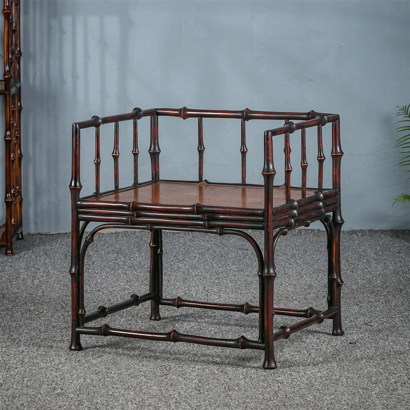 新中式仿古筇竹家具明式圈椅竹椅子竹编靠背椅喝茶椅主人椅竹凳子