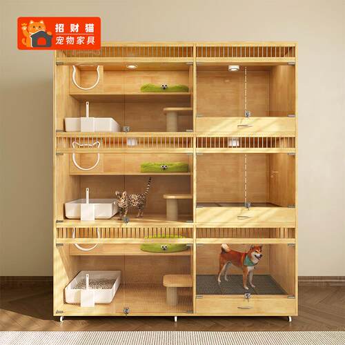 实木猫笼狗笼一体定制宠物店繁育笼寄养展示售卖展示柜M10