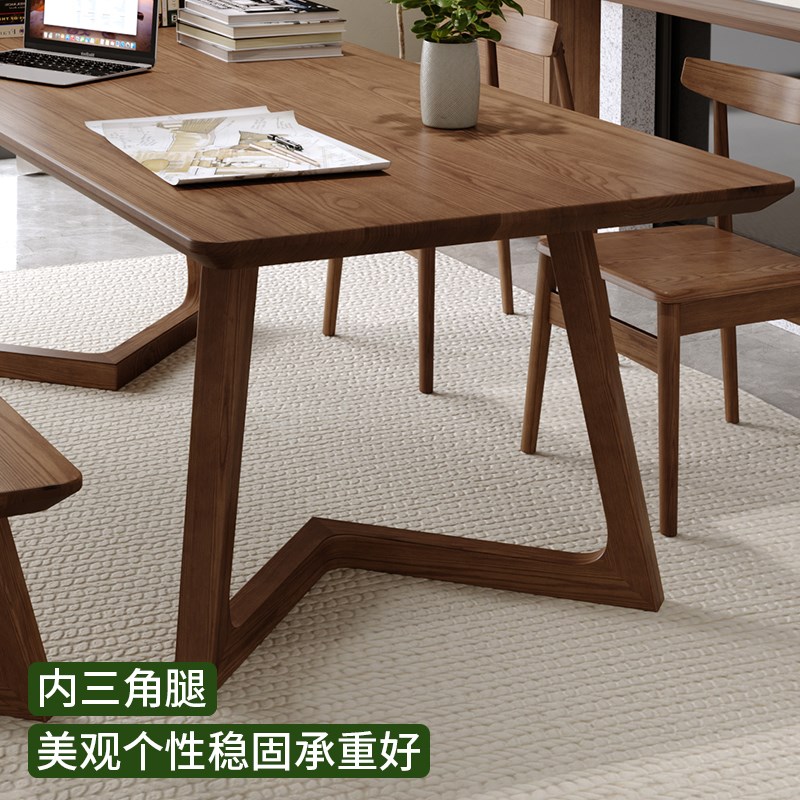 实木大书桌工作台家用客厅大桌白蜡木长桌子去客厅化设计师办公桌