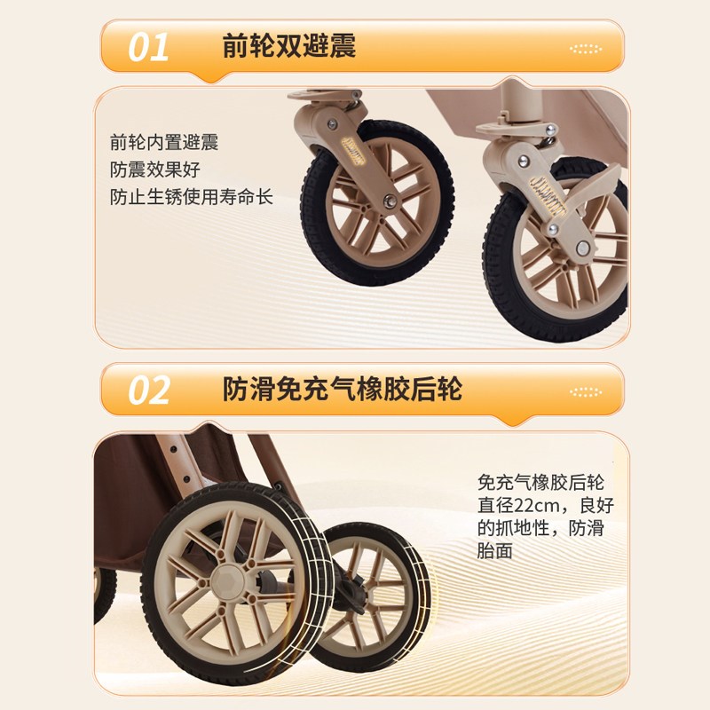 双向婴儿推车可坐可躺一键折叠轻便婴儿车减震新生儿童宝宝手推车