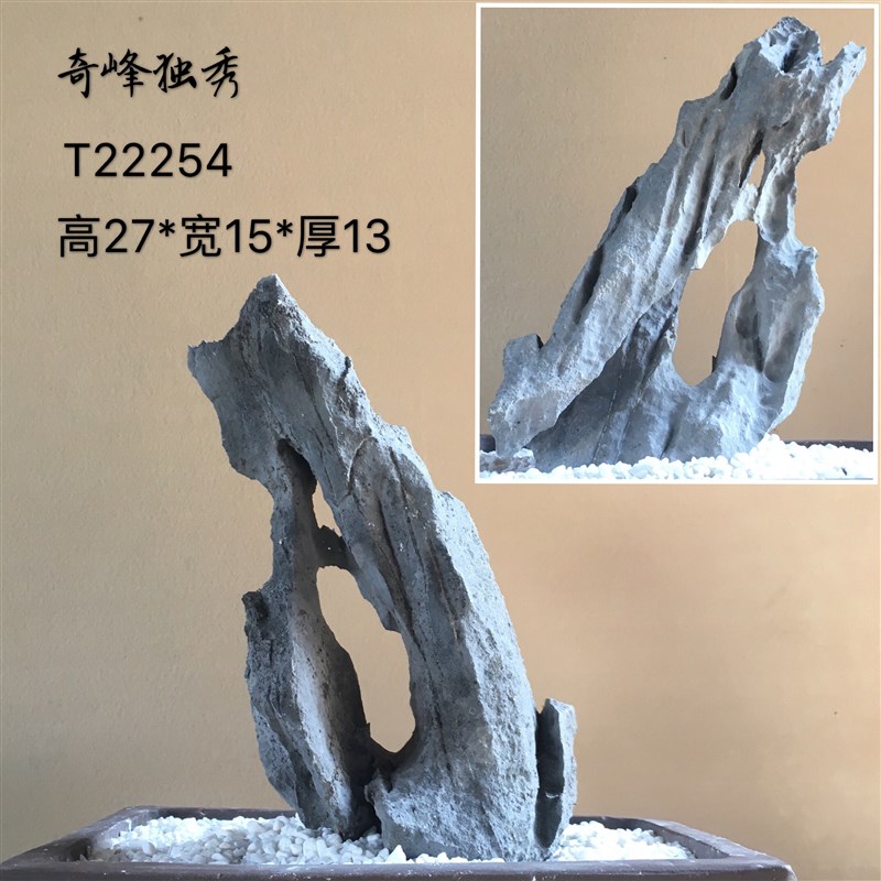 开槽盆景附石树抱石英德造景长条形石造型配景观赏天然原真奇石头