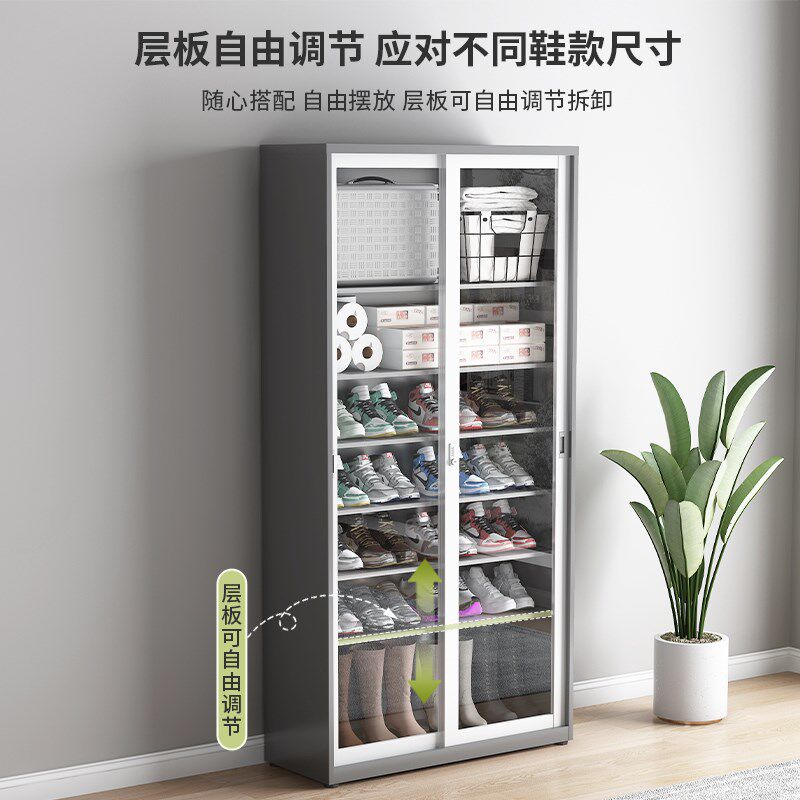 鞋柜门口家用阳台储物柜入户大容量杂物柜玄关柜小户型推拉门鞋架
