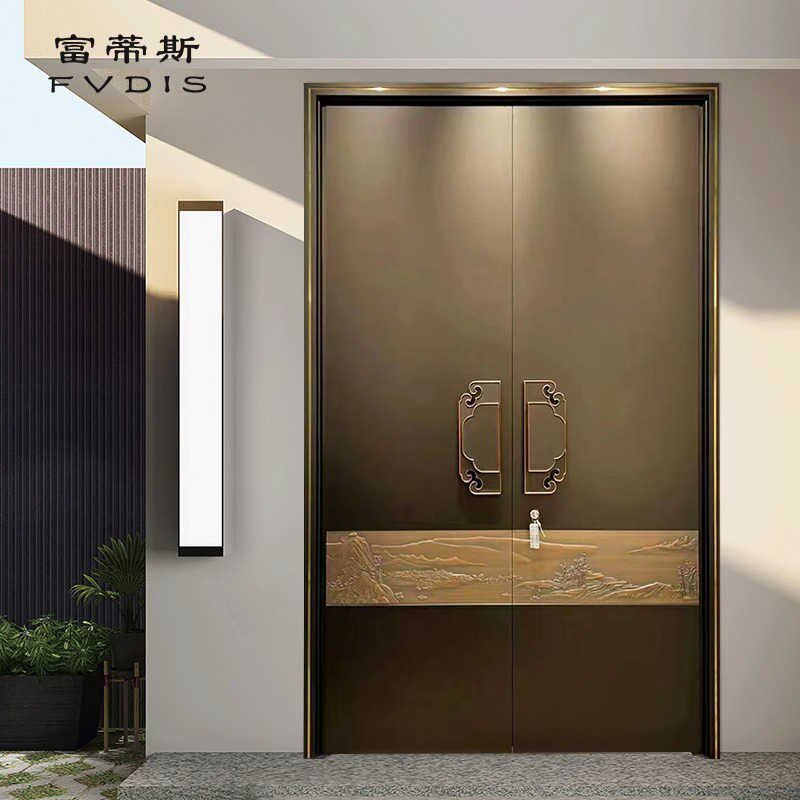 铸铝门别墅大门双开门农村乡村对开门家用自建房子母铜进户入户门