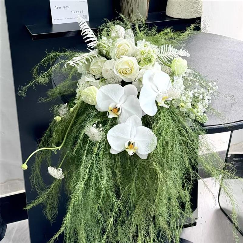 自然风森系瀑布手捧仿真花 新娘结婚纱摄影道具家居台面花艺