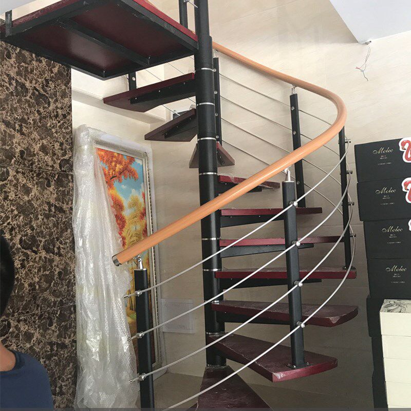 武汉旋转楼梯阁楼复式楼室内家用小户型圆形钢木复式双梁