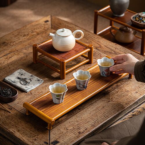 茶杯架子茶具收纳架中式小博古架花架茶壶架桌面置物架茶具展示架