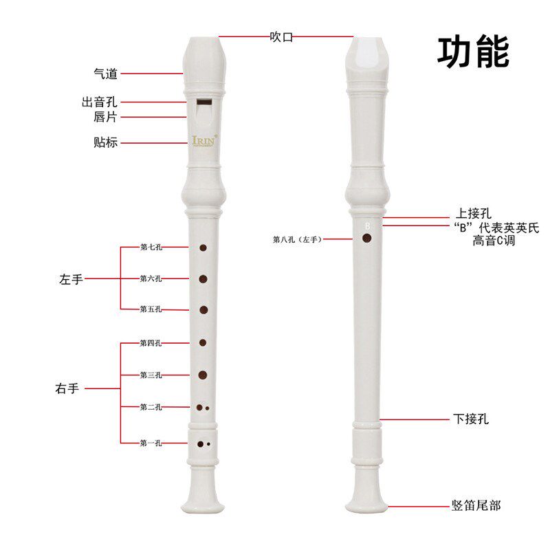 英式八孔高音竖笛乐器C调巴洛克8孔坚笛ABS树脂中小学生教学专用