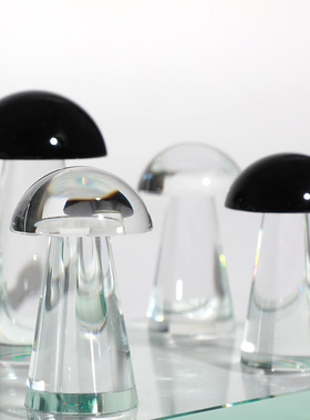 北欧透明水晶蘑菇摆件家居软装饰品售楼处样板房客厅桌面摆设