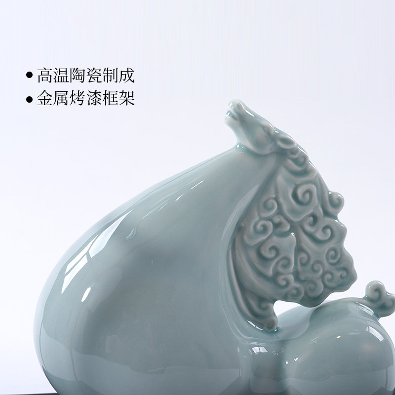 新中式陶瓷马摆件售楼处客厅玄关办公室博古架电视柜软装饰品摆设