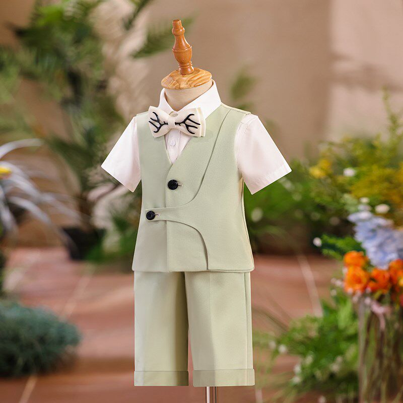 儿童西装套装夏季2024新款男童花童主持人礼服小男孩钢琴演出服夏