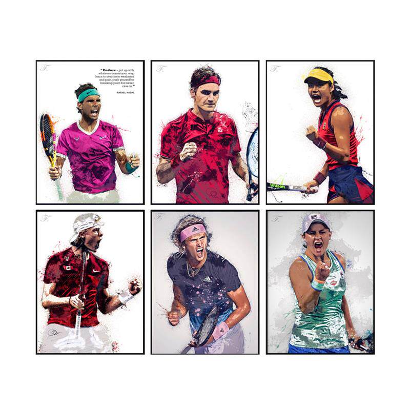 装饰画有框画挂画墙壁版画网球体育纳达尔费德勒体育馆健身TENNIS