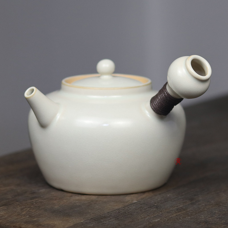 苏打釉围炉煮茶壶侧把壶泡茶壶干烧陶瓷壶大容量办公室明火烧水壶