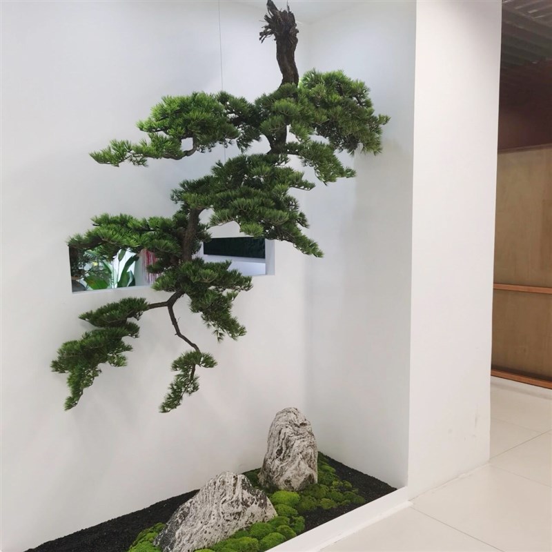 悬挂松树倒挂侧挂壁挂迎客松悬崖式松枝新中式玄关入户造景绿植