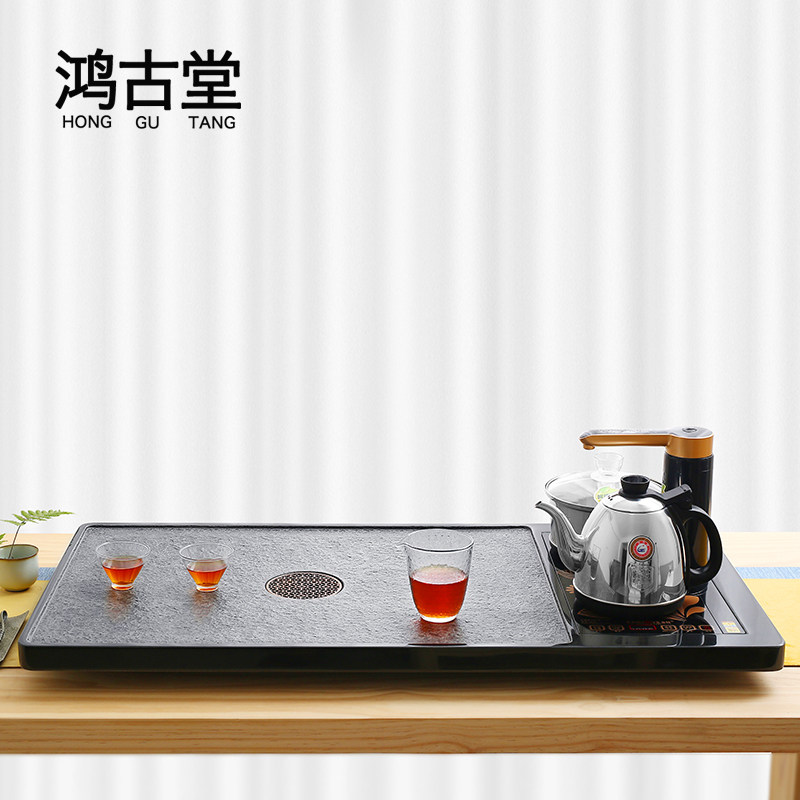 乌金石茶盘套装家用全自动上水茶台金灶烧水壶一体电磁炉石头茶海
