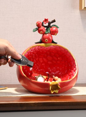 新中式石榴入户钥匙收纳玄关摆件进门置物鞋柜家居装饰品乔迁礼物