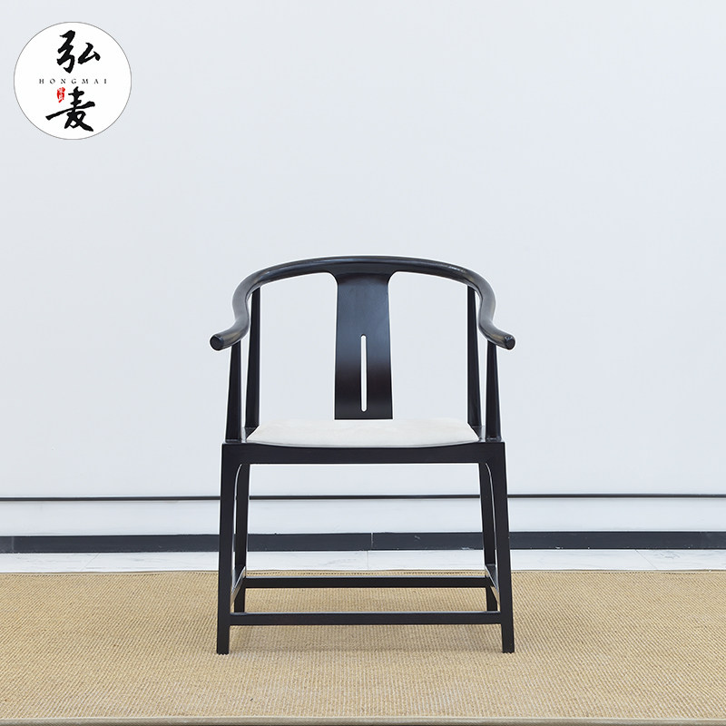 弘麦新中式实木圈椅布艺椅子接待洽谈休闲书椅酒店样板房家具定制