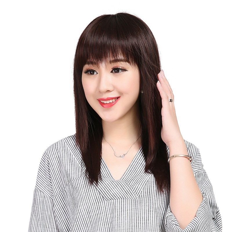 假发女长发真发全真人发中老年女士妈妈款无痕自然全头套式真头发