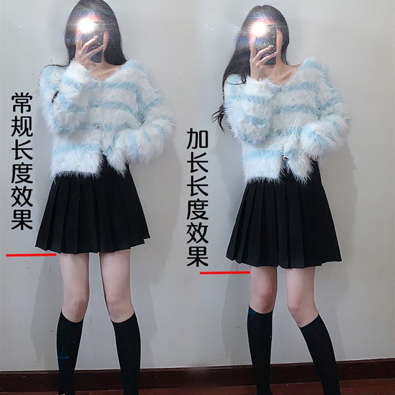 黄色百褶裙女子夏季短高腰a线修身啦啦队裙春秋季西装面料裙裤