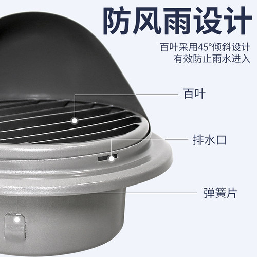 黑马风新风机304不锈钢风帽外墙出风口防风防雨室外排风排气管罩