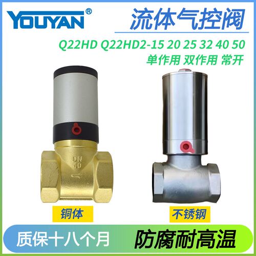 Q22DH耐高温Q22HD流体20双25单作用32真空40气控阀50不锈钢15防腐