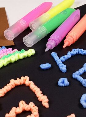立体爆米花泡泡笔3D荧光笔立体夜光笔创意画画儿童diy膨胀画