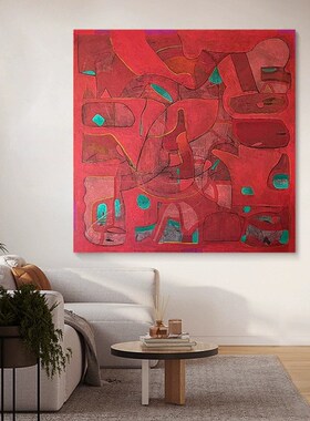 HW.ART纯手绘油画《闻延》客厅简约抽象壁画餐厅侘寂风装饰画手工
