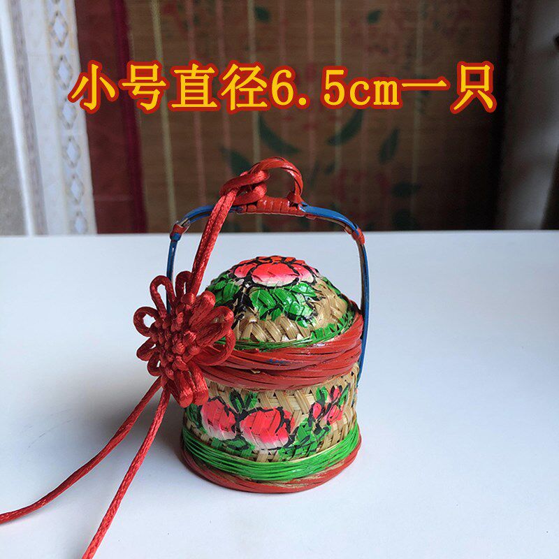 迷你潮汕传统春盛纯手工编织小竹篮子喜庆车载摆件竹制花篮小挂饰
