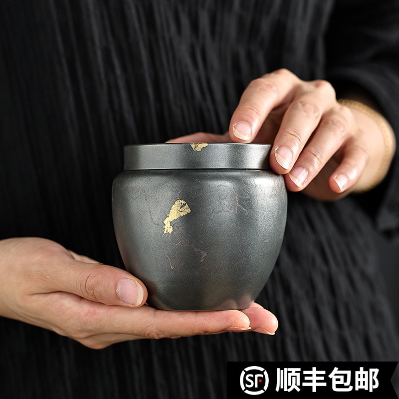 便携锡罐纯锡茶叶罐密封小号随身旅行高端茶叶包装礼盒古锡撒金罐