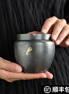 便携锡罐纯锡茶叶罐密封小号随身旅行高端茶叶包装礼盒古锡撒金罐