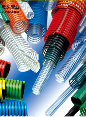 PVC螺旋管黑黄色喷砂管粮食机管抽沙抽水管抽粪管牛筋管16-200mm