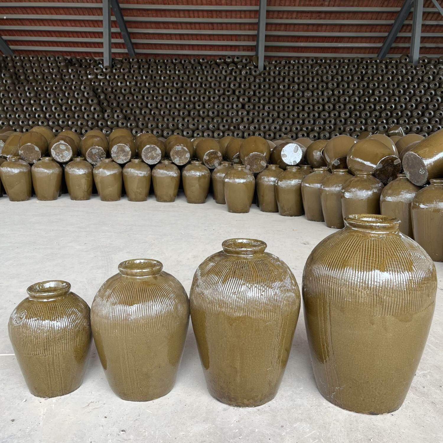 黄釉土陶空酒坛子 黄酒坛陶瓷复古老式酒坛20斤0斤50斤酒缸家用