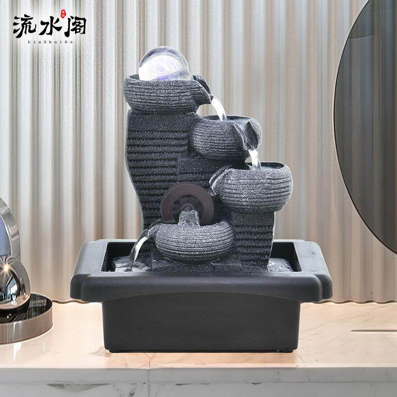 财源滚滚桌面流水摆件现代简约循装饰摆件
