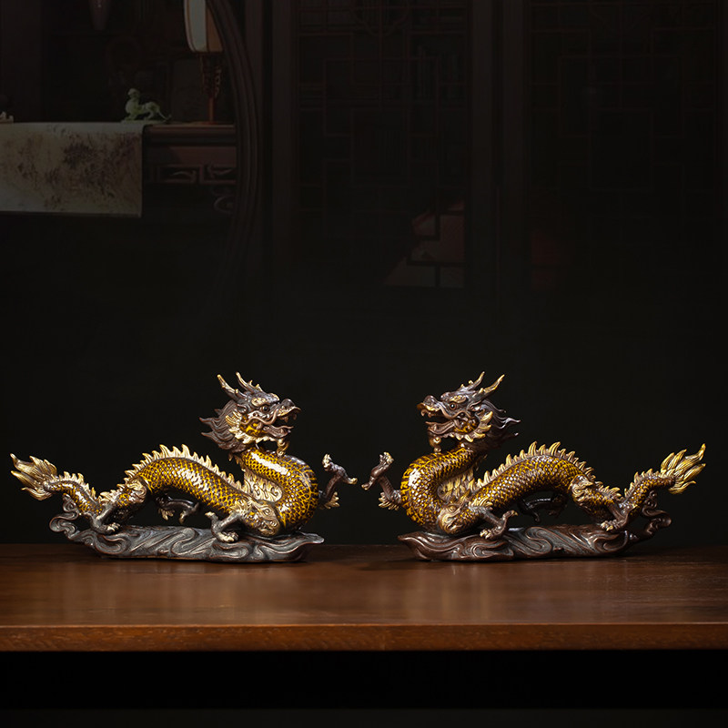 问瓷阁王顺祥龙摆件金龙青龙工艺礼品摆饰家居汉龙五爪龙装饰品万