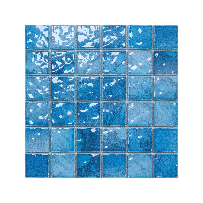 网红民宿游泳池水波纹陶瓷马赛克磁砖别墅水池鱼池防滑凹凸磨砂面