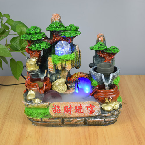 风水轮招生财假山流水喷泉客厅室内转运店铺前台茶桌面开业送礼品