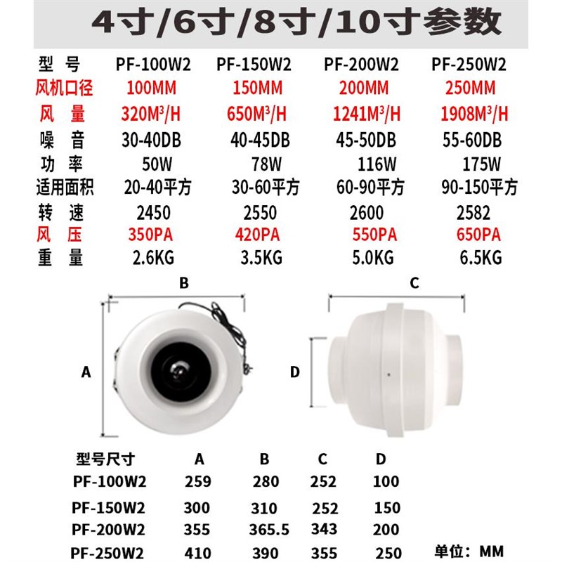 新怡风增压静音管道风机排气扇台球KTV网吧强力抽风机排气扇4寸
